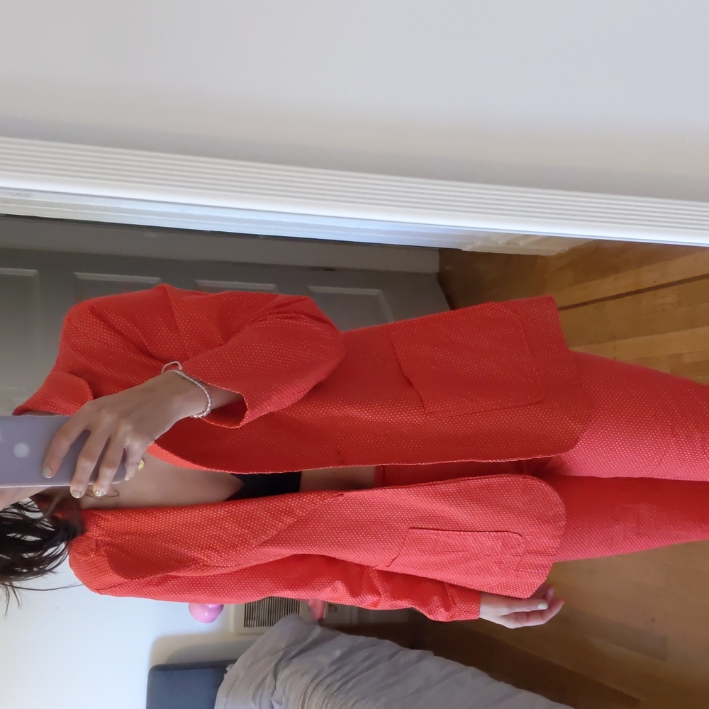 Red polka dot cotton blazer. Vintage S